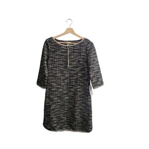 NWT MAX STUDIO Black and White Tweed Long Sleeve Dress Size XS